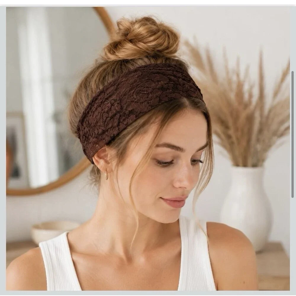 5 Pcs Wide Lace Headbands for Women